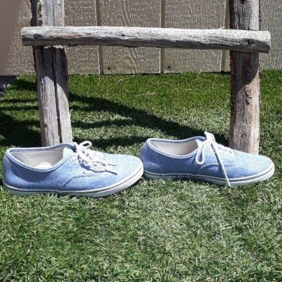 Vans TC6D Crosshatch Blue Jean Denim Low Top Lace Up Fashion Sneakers Sz 8.5 - Picture 3 of 8